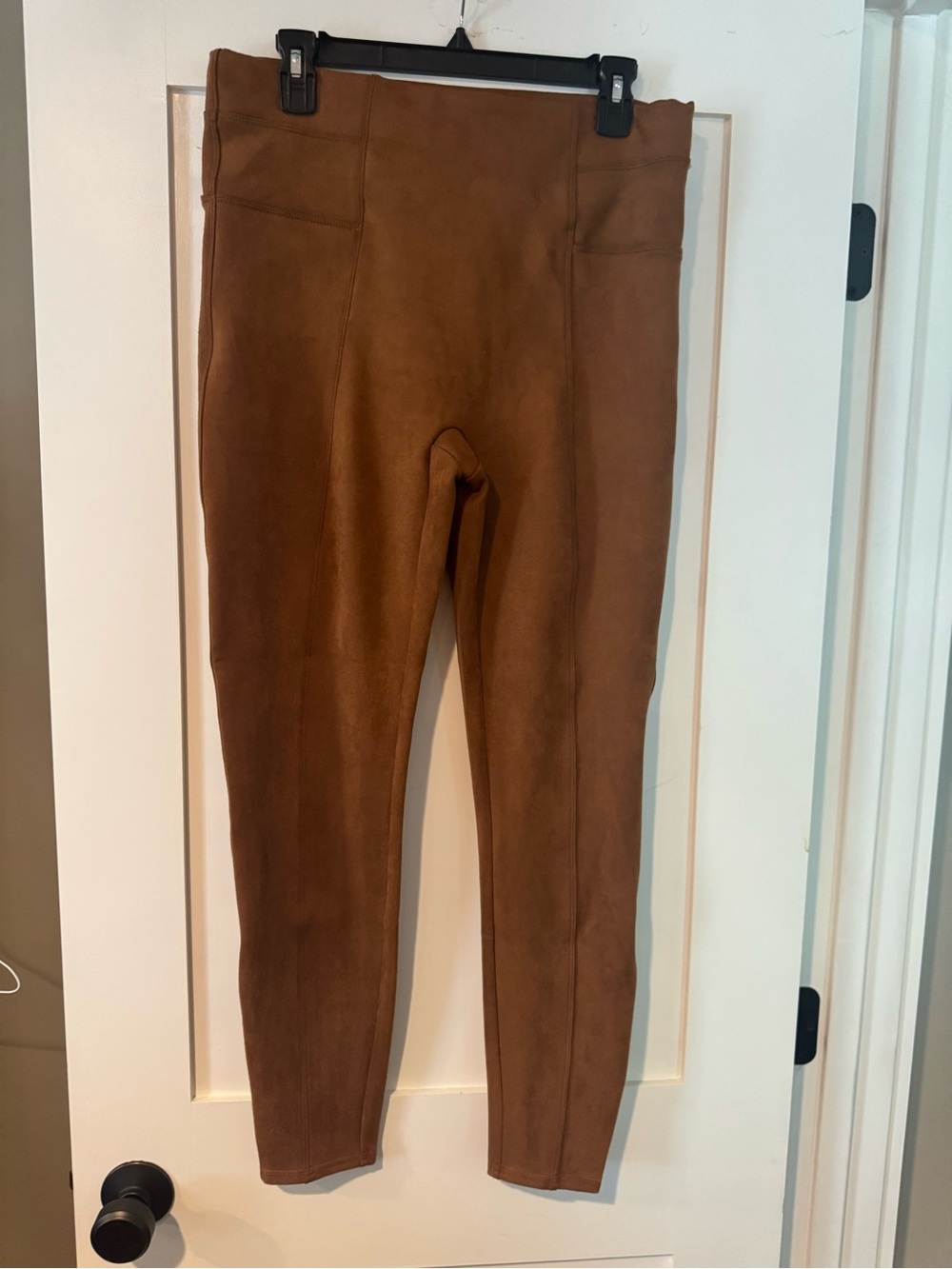 SPANX Faux Suede High-Waist Leggings in Brown size XL